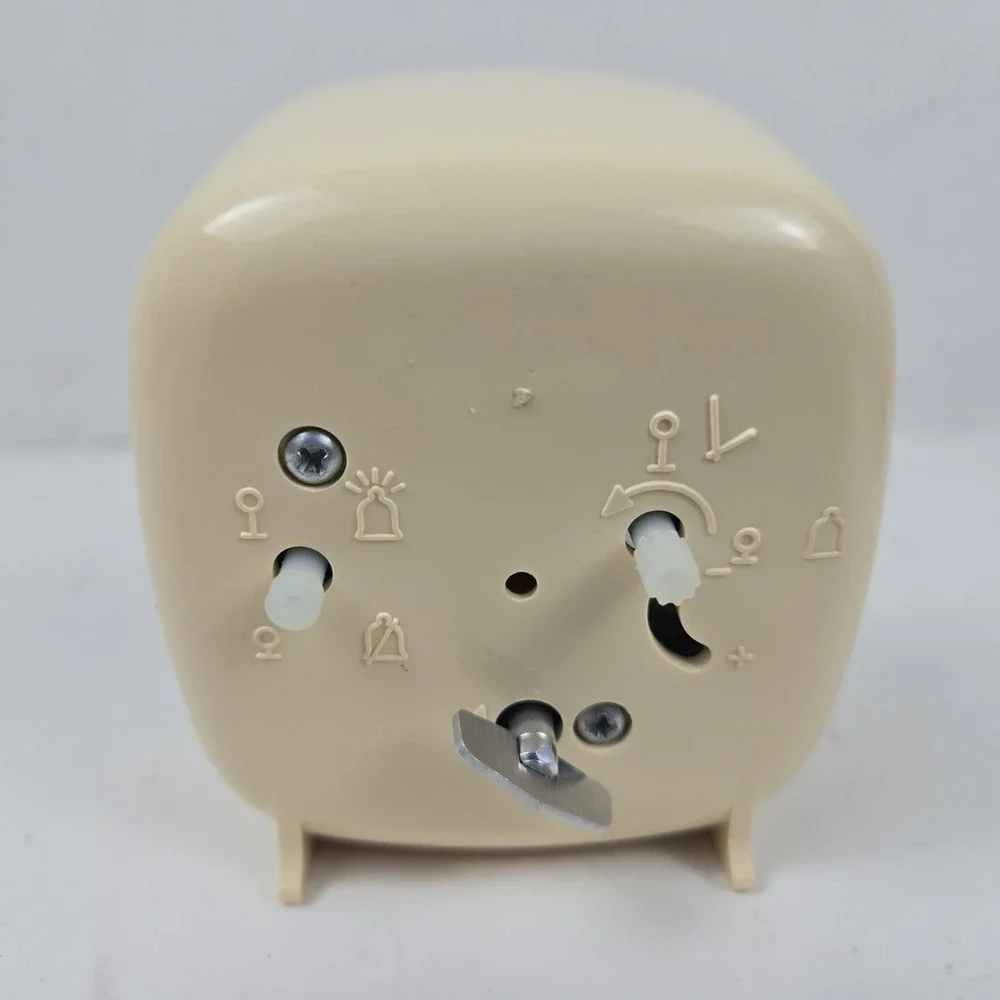 Vtg Westclox Beige Alarm Clock Wind Up Luminous Hands MCM Retro Decor SEE VIDEO